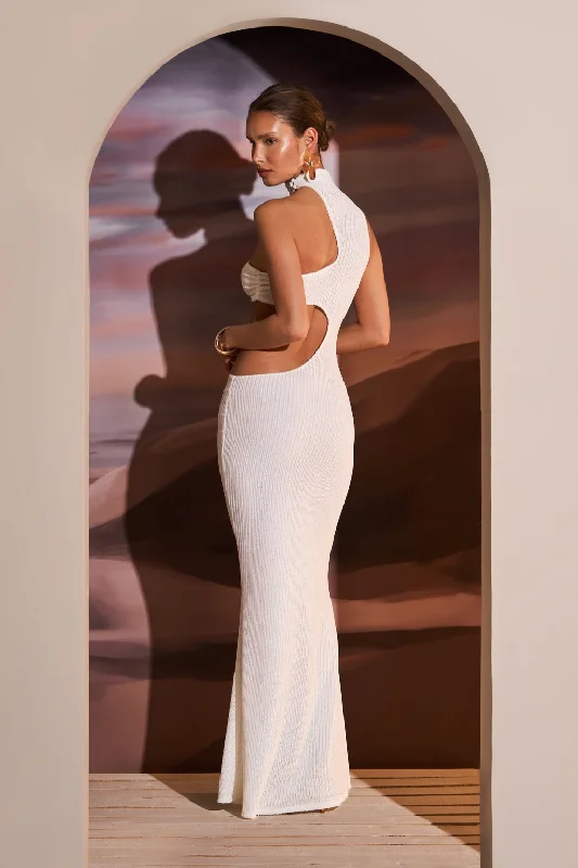 TEXTURED CUT OUT MAXI IN WHITE