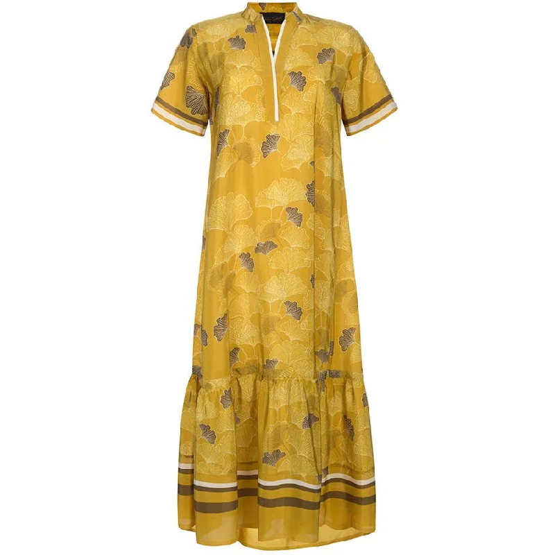 PATTERNED MAXI-SILK-DRESS ""GINKGO""