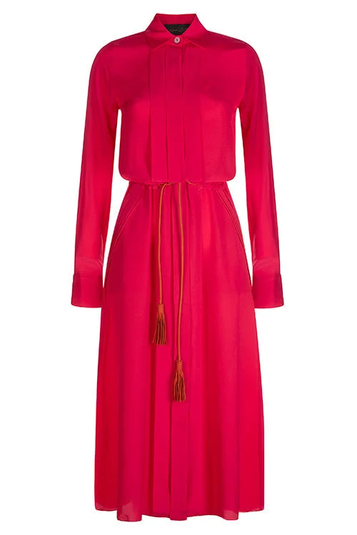 MIDI SILK SHIRT DRESS ""THE KAMALA"" WITH COLLAR NECKLINE