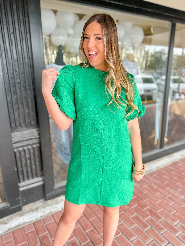 [THML] Day Maker Puff Sleeve Dress-Green