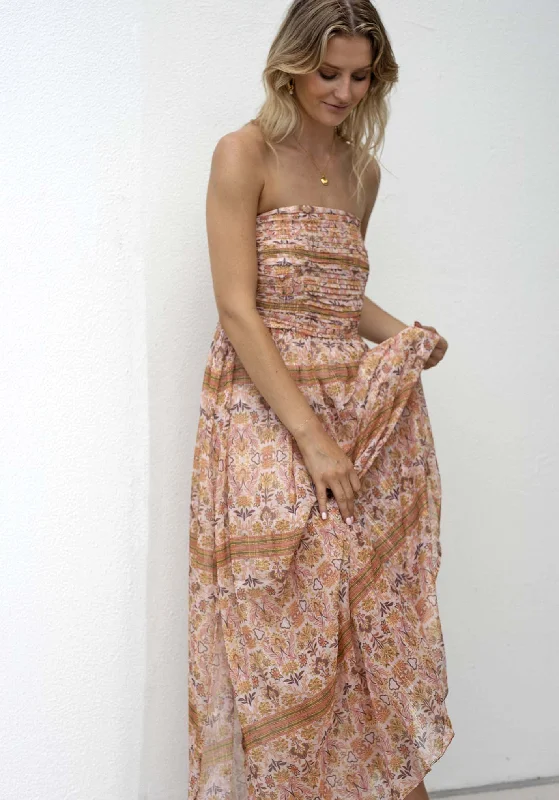 Verve Floral Strapless Maxi Dress