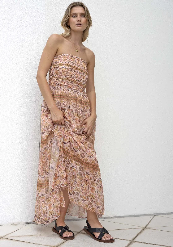 Verve Floral Strapless Maxi Dress