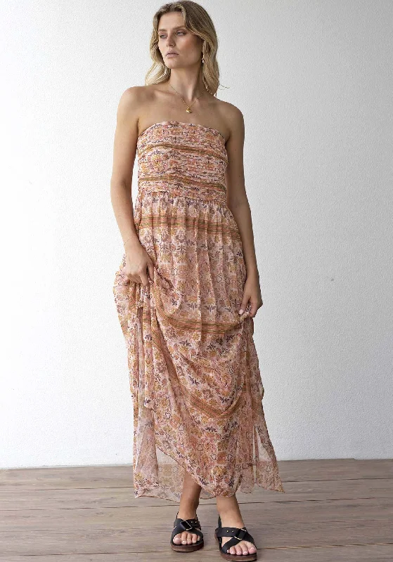 Verve Floral Strapless Maxi Dress