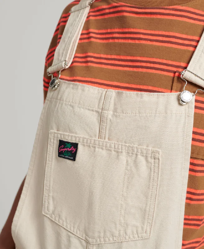 Vintage Canvas Short Dungarees | Oatmeal