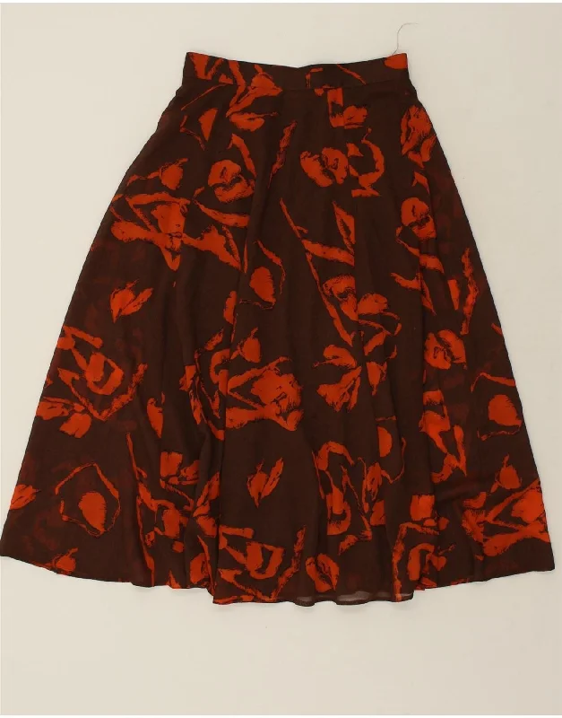 VINTAGE Womens A-Line Skirt UK 14 Medium W28  Red Floral Polyester