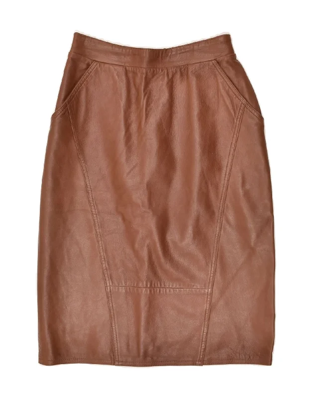 VINTAGE Womens Straight Skirt IT 44 Medium W26  Brown Leather