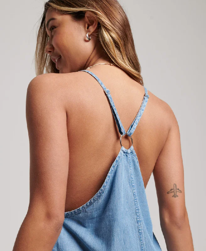 Vintage Woven Playsuit | Light Denim