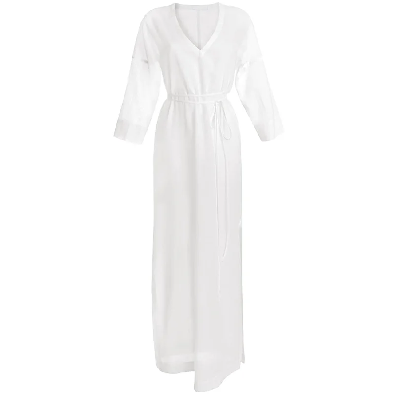 WHITE COTTON DRESS ""TURNOVER""