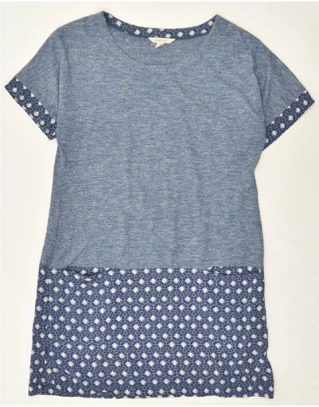 WHITE STUFF Womens Abstract Pattern T-Shirt Dress UK 10 Small Blue Flecked