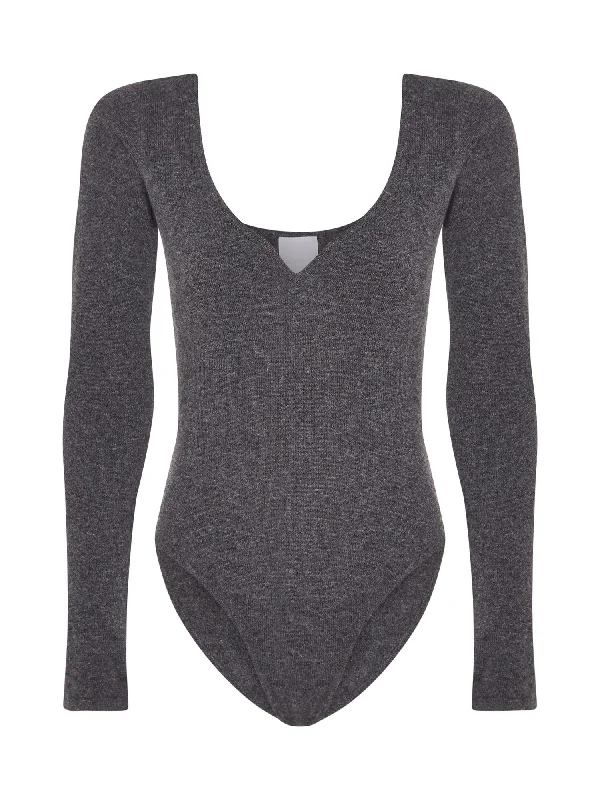 05 Elemental Merino Cashmere Heart Bodysuit | Charcoal