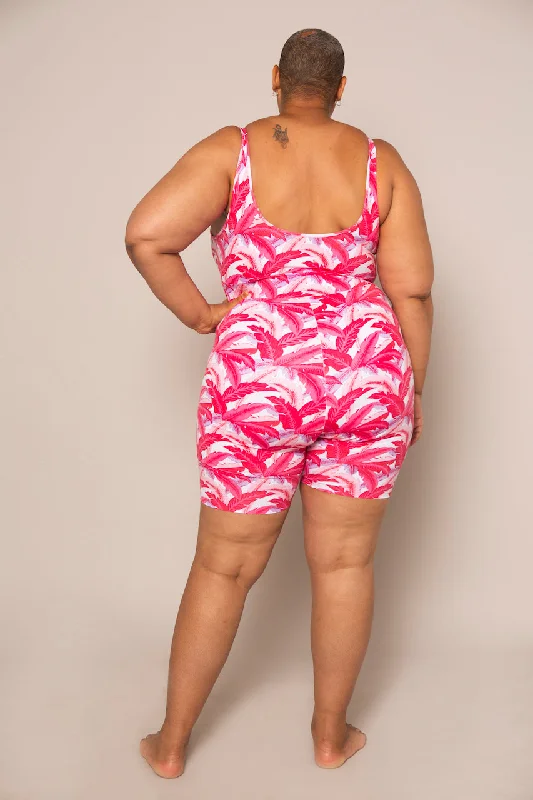 Api Playsuit in Pink Banana Leaf