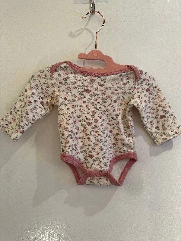 Baby Flower Onesie with pink trim