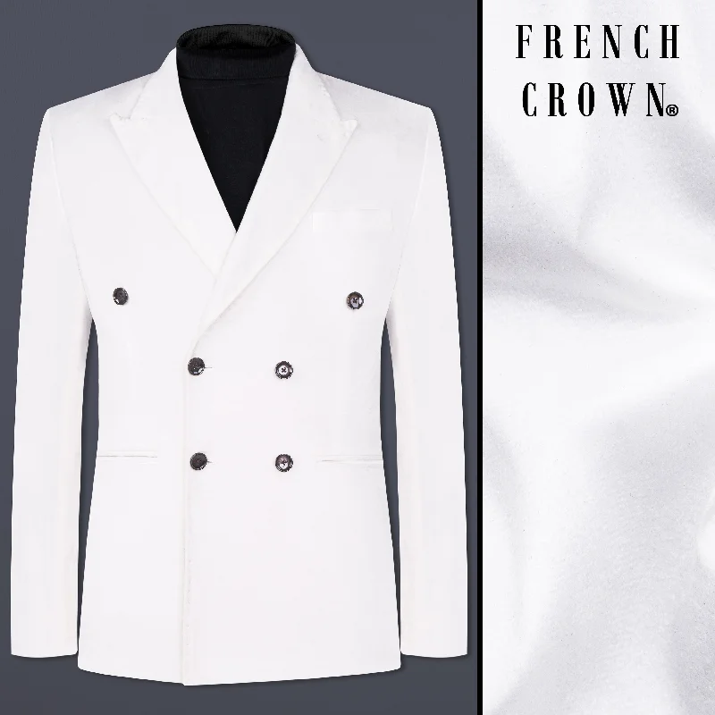 Bright White Double Breasted Velvet Blazer