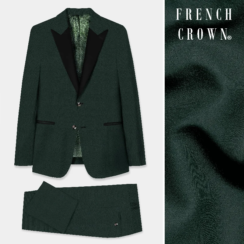 Celtic Green Wool Rich Peak Collar Tuxedo Suit