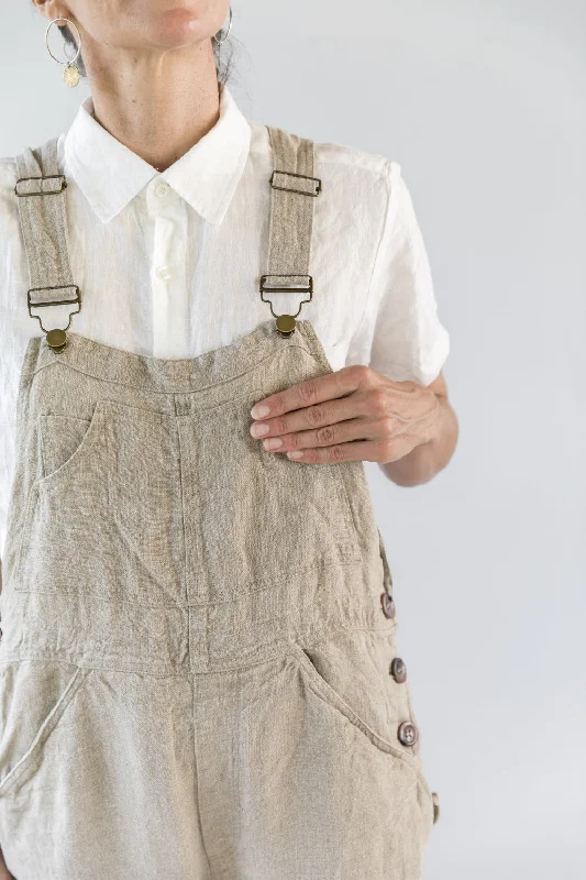 Rustic Linen Overalls - Natural