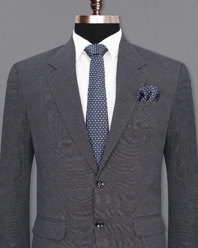 Gravel Gray Plaid Single Breasted Blazer