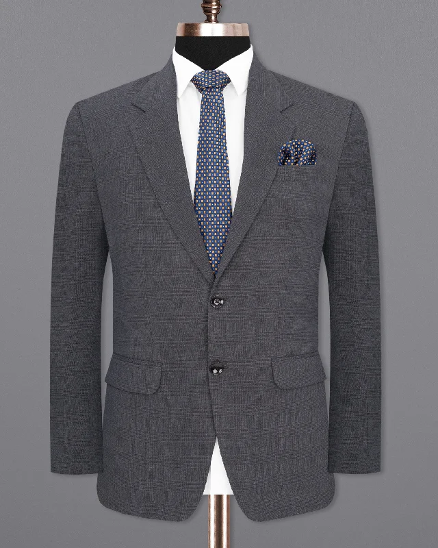 Gravel Gray Plaid Single Breasted Blazer