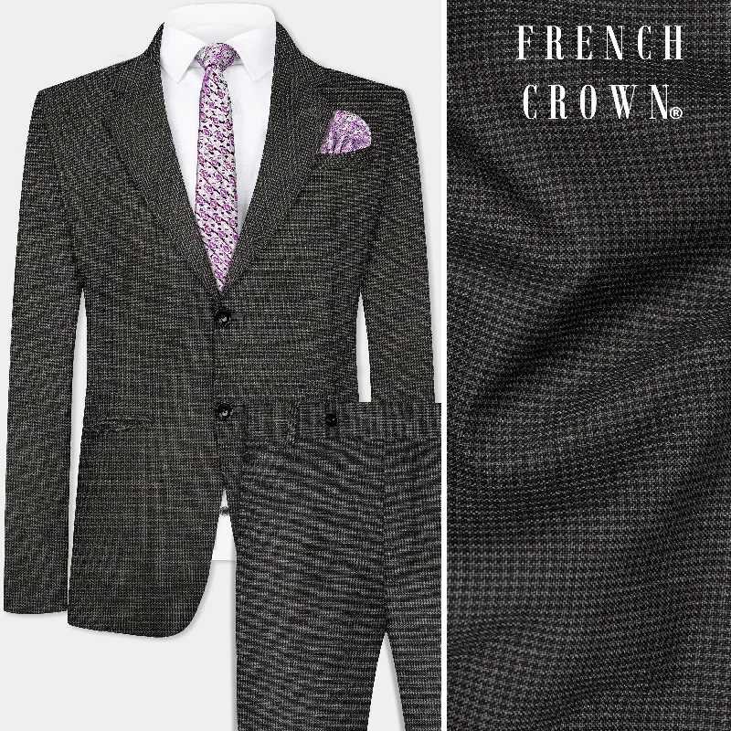 Iridium Brown Micro Checkered Wool Blend Suit