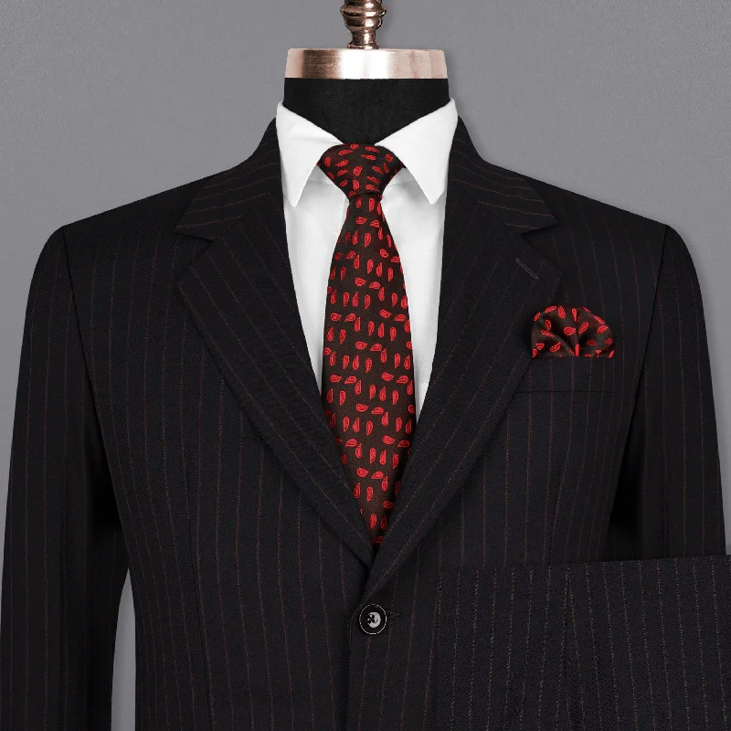 Jade Black Striped Wool Rich Suit