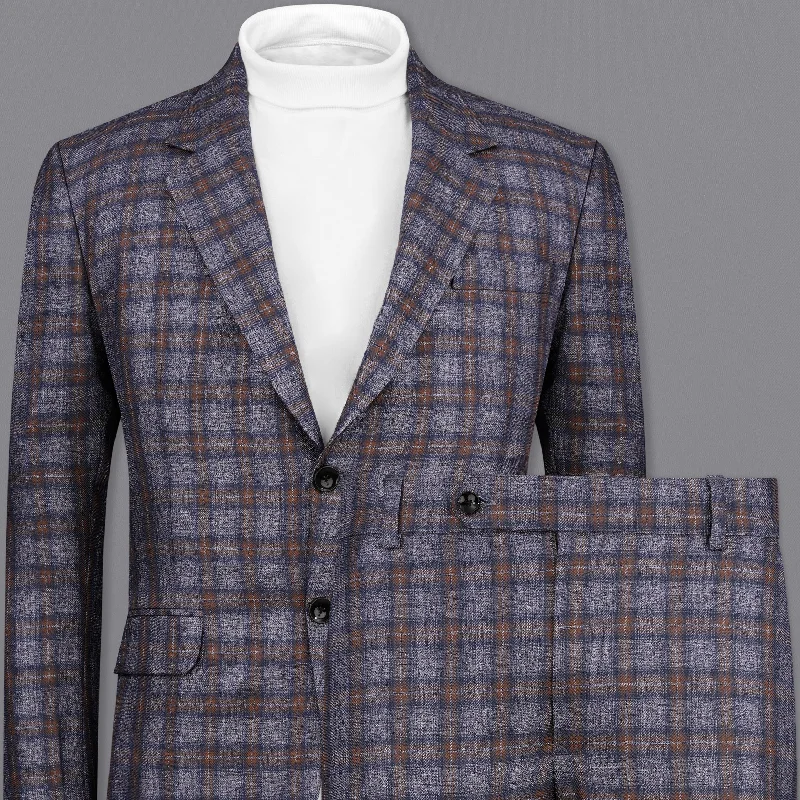 Martini Gray with Potters Brown Plaid Single Breasted Suit