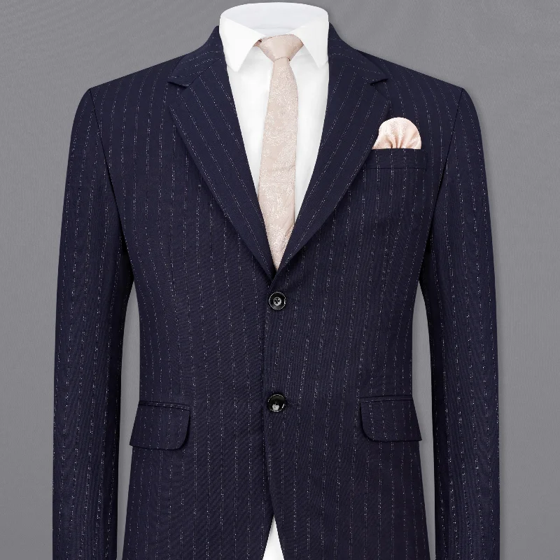 Mirage Navy Blue Striped Blazer