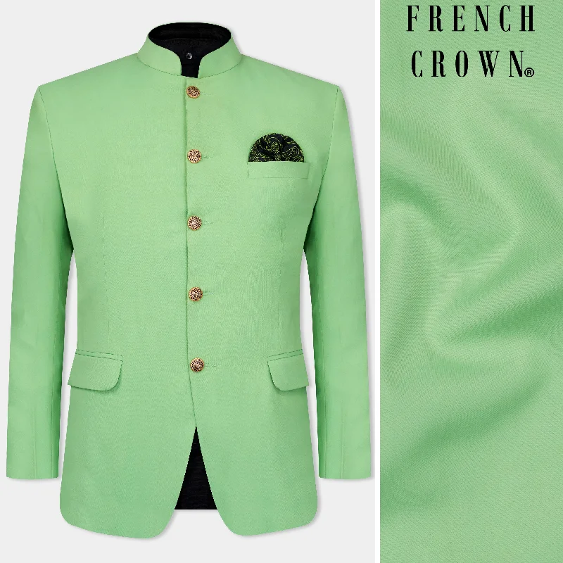 Pistachio Green Wool Rich Bandhgala Blazer