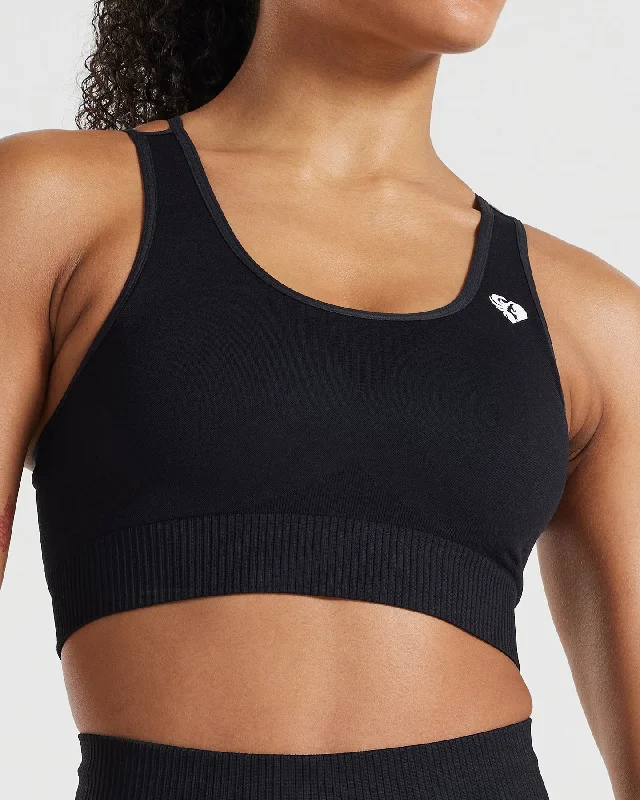 Power Seamless Sports Bra | Black