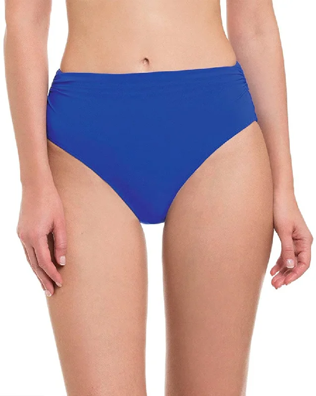 Profile by Gottex Women's High-Waist Ruched Bikini Bottoms, Blue, 10