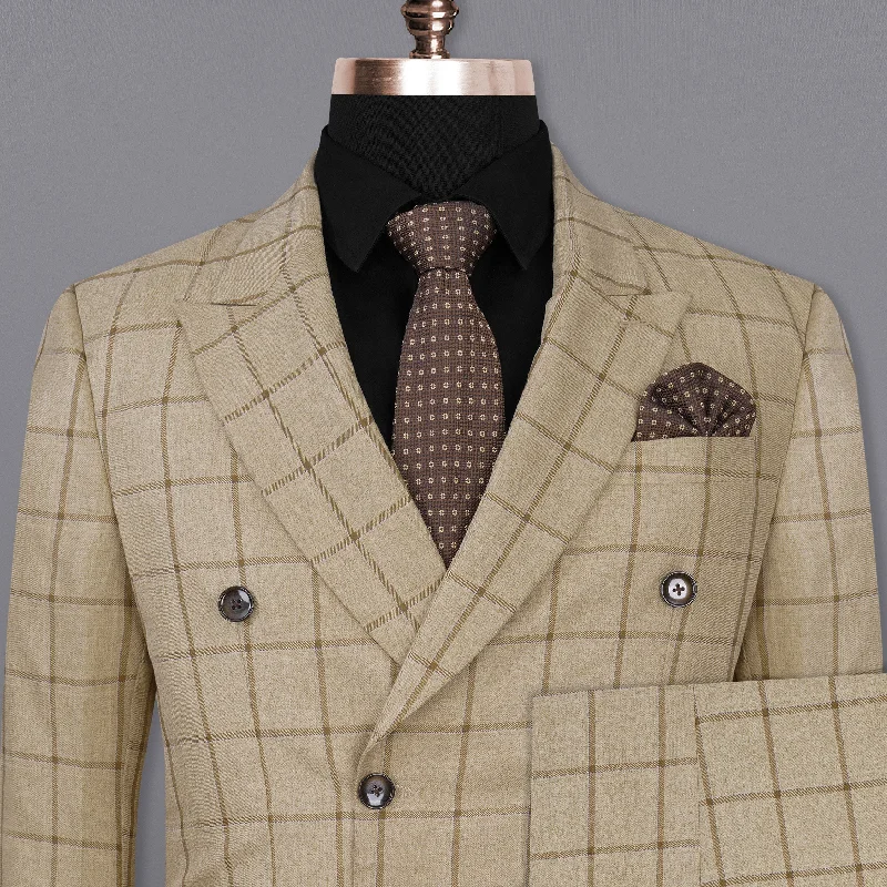 Rodeo Dust Brown Windowpane Double Breasted Suit