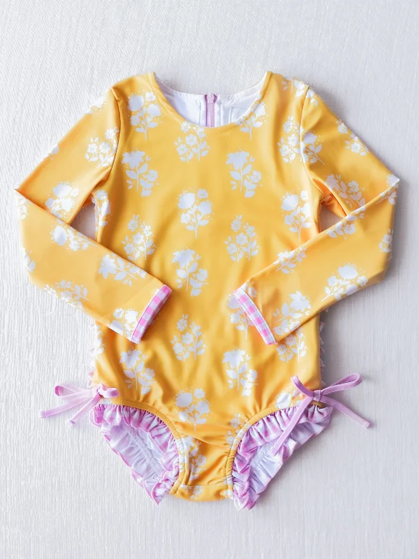 Solid Rash Guard - Sunshine Floral