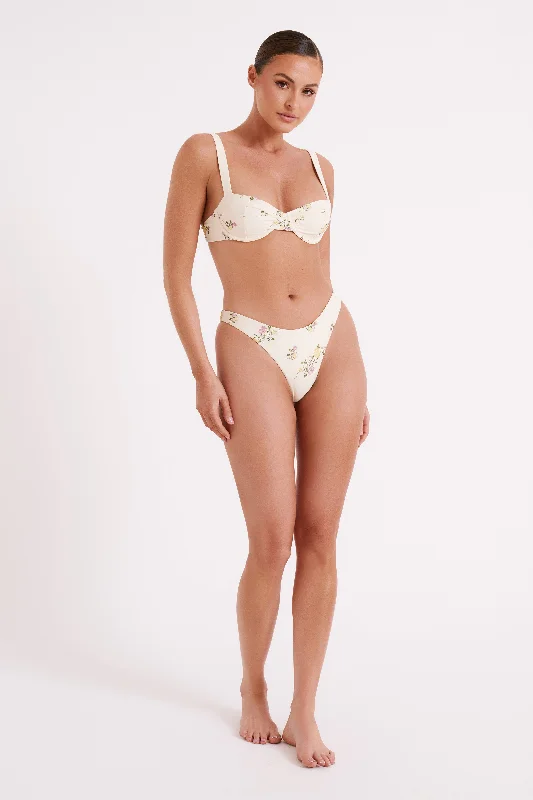 Sommer Embroidered Cheeky Bottoms - Ivory Flower Print