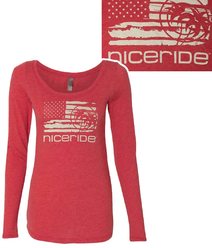 Strong Faded -Women’s Red Next Level Triblend Long Sleeve Scoop Shirt