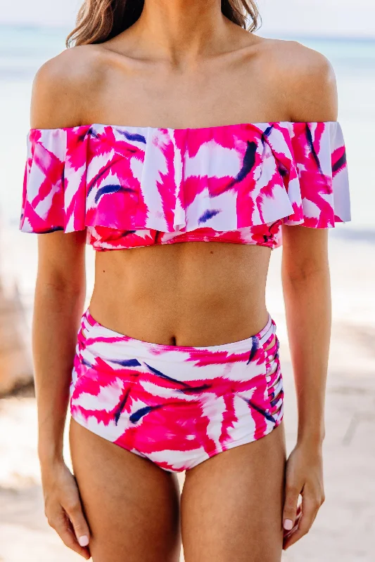 Sunny Days Ahead Pink Tie Dye Bikini Top