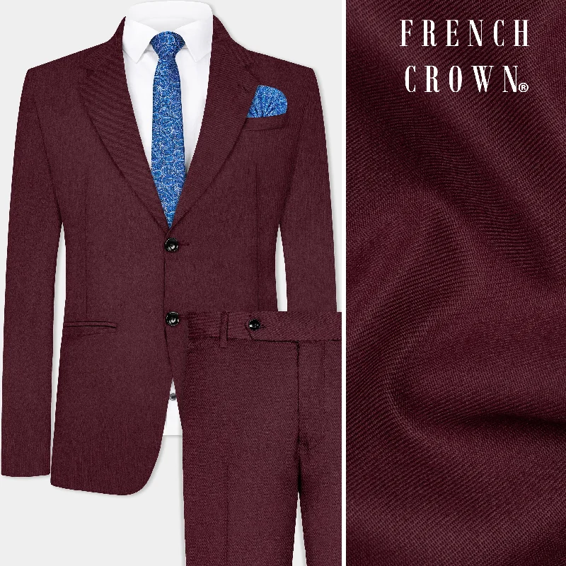 Tamarind Maroon Wool Blend Single Breasted Suit