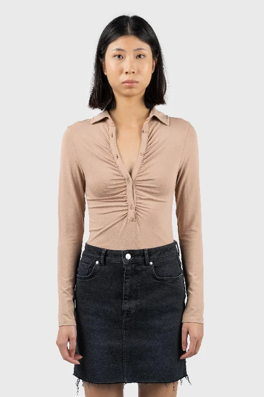 Ruched Detail Jersey Bodysuit