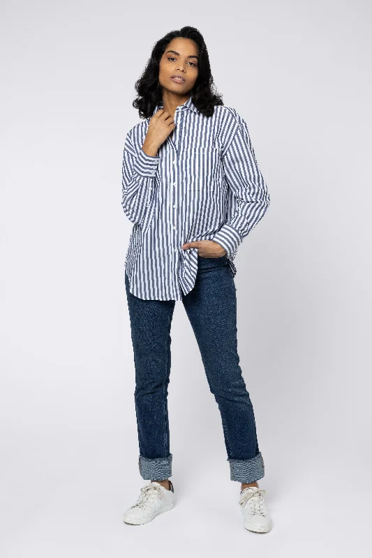 THE PERFECT CROSS BACK SHIRT (WHITE/NAVY)