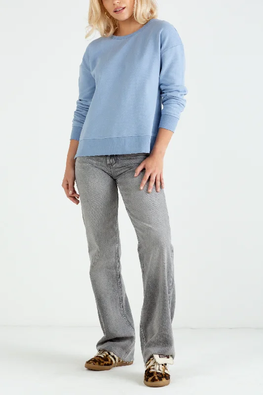 ""The Victoria"" - Bow Neck Detail Sweatshirt (Cornflower Blue)