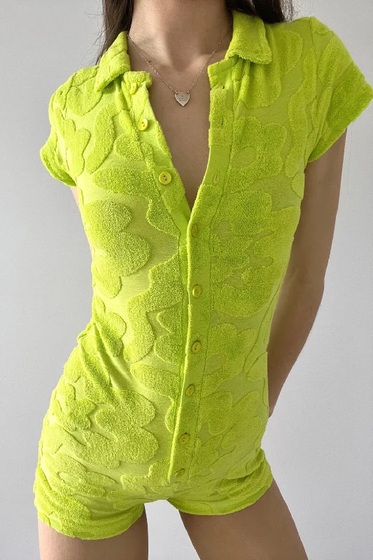 TOWELLING PLAYSUIT (LIME)