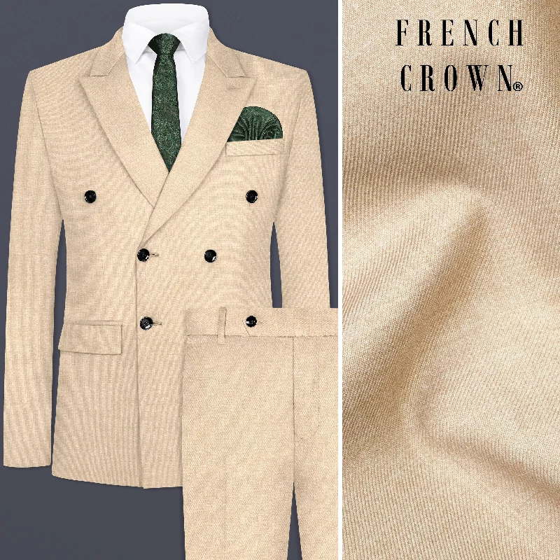 Vanilla Cream Wool Blend Double Breasted Suit