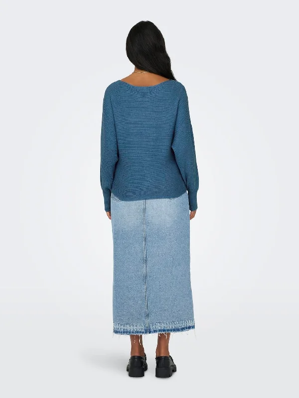 Adaline Ribbed Sweater- Blue- Only