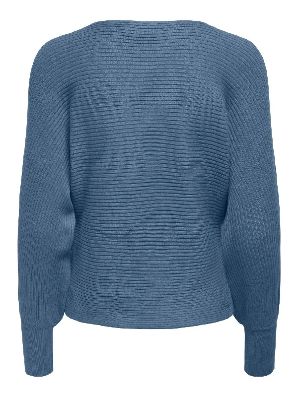 Adaline Ribbed Sweater- Blue- Only