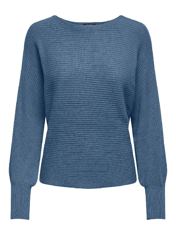 Adaline Ribbed Sweater- Blue- Only