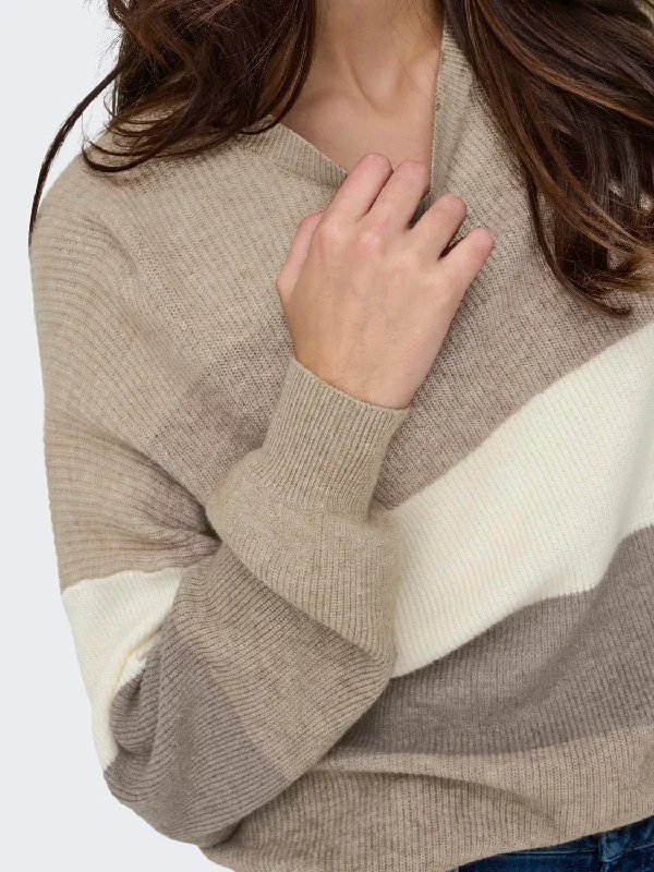 Atia Stripe Pullover-Beige- Only