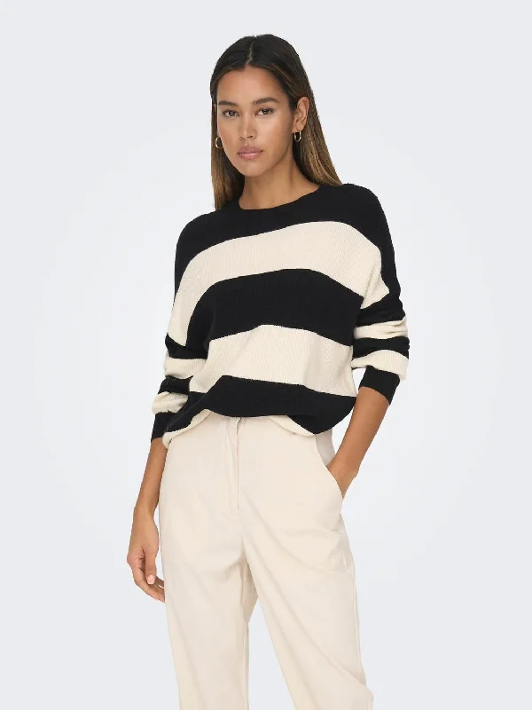 Atia Stripe Pullover-Blk- Only