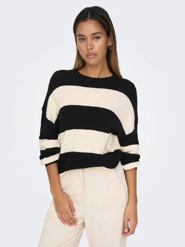 Atia Stripe Pullover-Blk- Only