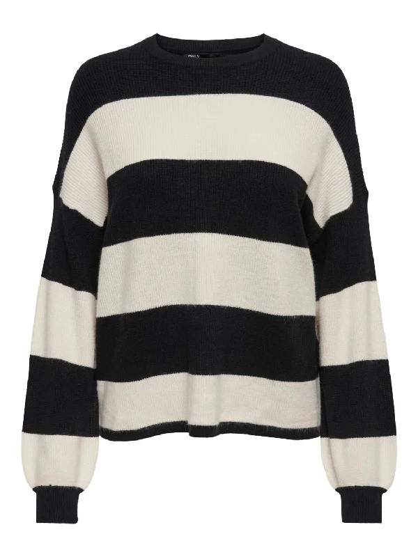 Atia Stripe Pullover-Blk- Only