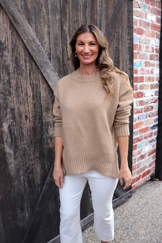 Calli Round Neck Sweater in Biscuit