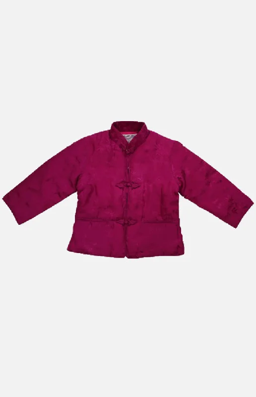 Double Horse Girl's Silk Wadded Jacket(Rose Size 2)