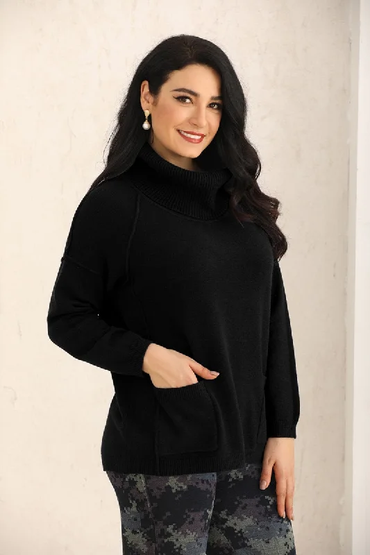 Orange by Fashion Village Sale, 3810 Cowl Neck Sweater with Pockets 50% Off Regular Price