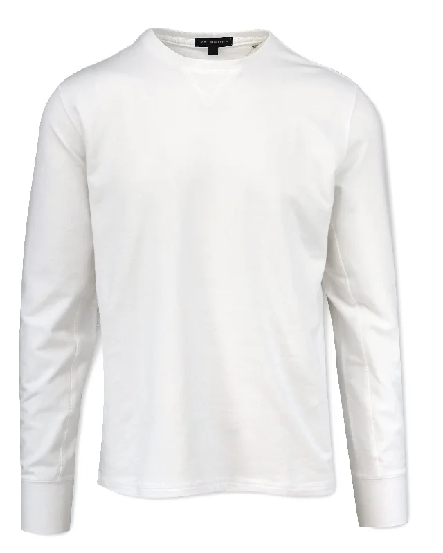 Stretch Pima White Crew Neck Sweatshirt